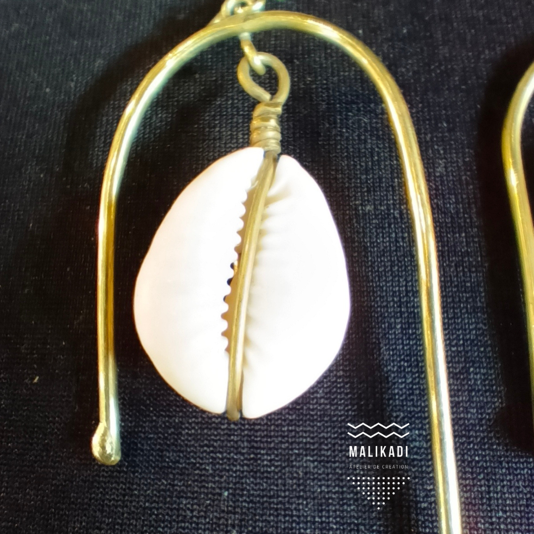 Bronze and cowrie earrings