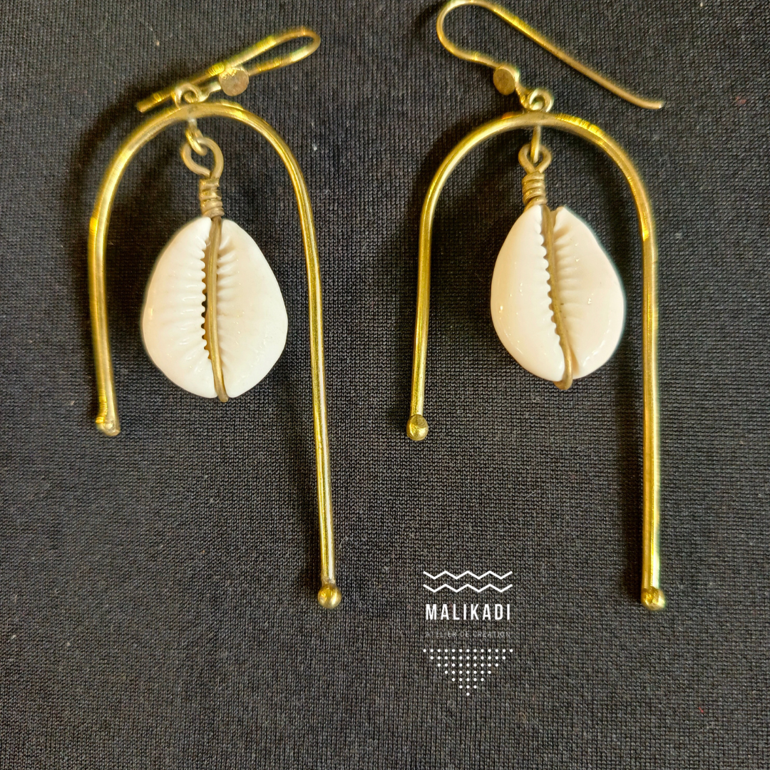 Bronze and cowrie earrings